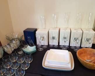 Stemware from Mikasa, assortments bar glasses, and serve ware. 