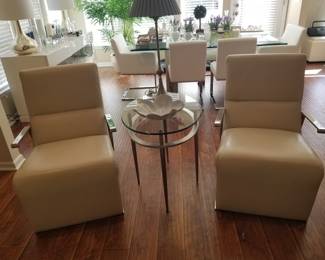 Bernhardt leather and chrome armchairs.
