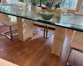 Contemporary Glass Top Dining Table - Detail