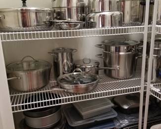 Gourmet cookware, including Calphalon. 