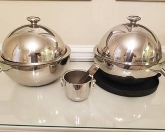 Frontgate domed serving pieces and tableware. 