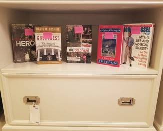 Author signed books, including Lynn Cheney , Oliver North, and John Stossel.  