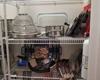 Cookware, grilling tools, and kitchen accessories.  