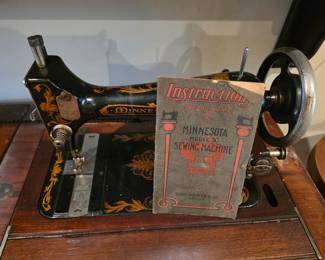 #19  Minnesota Model "A" Sewing Machine w/Cabinet  45"Wx20"Dx30"H   $325