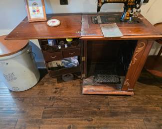 #19  Minnesota Model "A" Sewing Machine w/Cabinet  45"Wx20"Dx30"H   $325