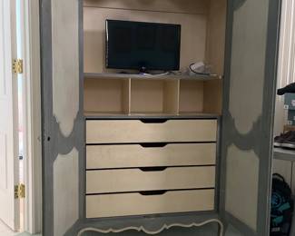 PRESALE AVAILABLE Baker Furniture floral painted wardrobe cabinet - perfect for linens or bedroom storage - 43w x 18d x 77h