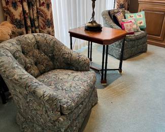 vintage green foliage upholstered chairs (4 total) 30h x 30w