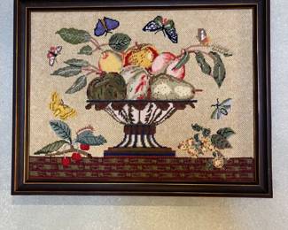 needlepoint fruit basket framed
