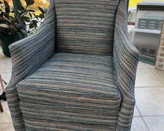 Walter E Smithe blue green swivel arm chair - 31w x 32d x 36h