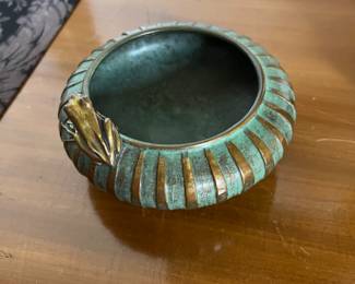 bronze bowl with frog