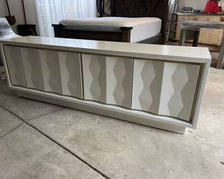 PRESALE AVAILABLE Williams Sonoma/West Elm carved pattern media cabinet in white laminate 2023