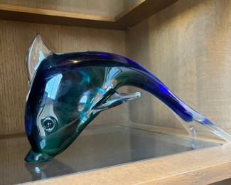 art glass dolphins (2 available)