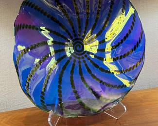 James Nowak signed art glass - approx 15" across