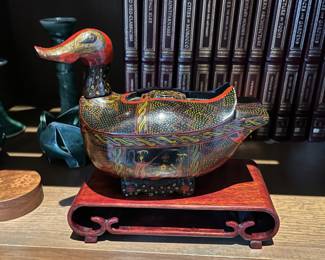 vintage Chinese lacquer duck box