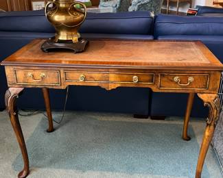Yorkshire House writing desk and brass lamp - 44w x 22d x 30h