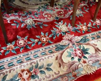PRESALE AVAILABLE gorgeous heavy Chinese floral rug on red ground purchased in Hong Kong - 14'4"L x 10'W