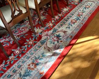 PRESALE AVAILABLE gorgeous Chinese floral rug on red ground purchased in Hong Kong - 14'4"L x 10'W