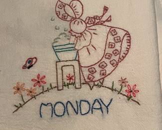 Set of 7 days of the week DUTCH DOLL kitchen towels 