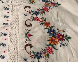 Large handmade cross stitched table cloth! 