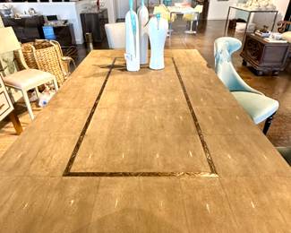 Shagreen Dining Table with Bronze Accents