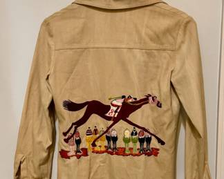 Vintage ladies western style embroidered race pony jacket.