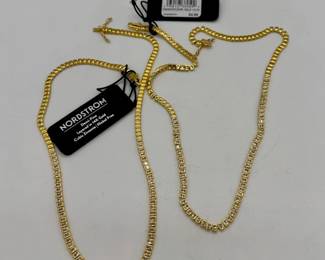 Cubic zirconia gold toned chain necklaces (new with tags).