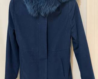 Ladies lambswool and fox trimmed coat by Sachi.