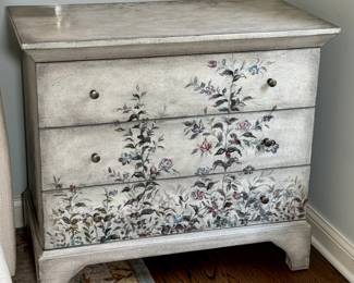 Pair of floral embellished night stands by Hooker.