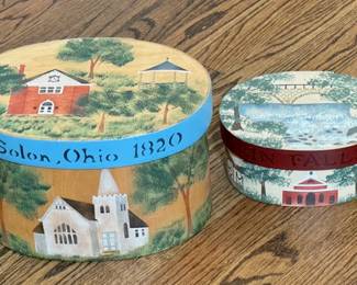 Betty MacLaren painted keepsake boxes.