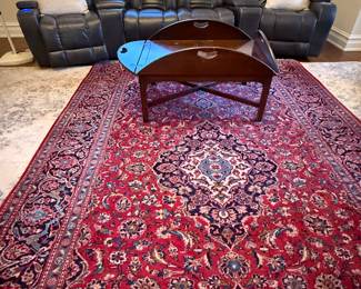 Another gorgeous rug & Leather sectional & Butler's Table