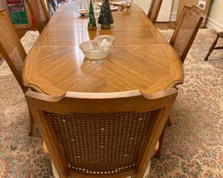 Dining table & cane back chairs