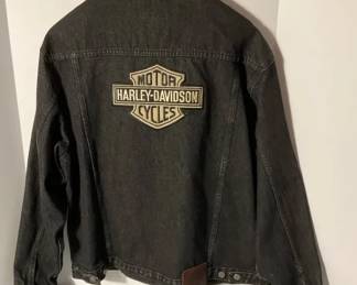 Black Harley Davidson Denim Jacket Size L