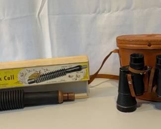 Vintage Duck Call and Vintage Binoculars