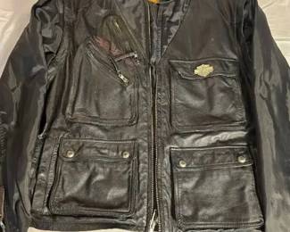 Mens XL Harley Davidson Leather Jacket With Removable Sleeves