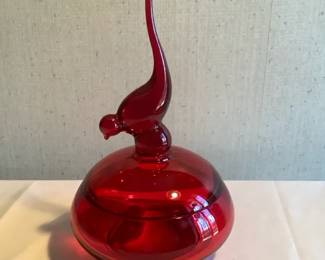 Vintage Viking Epic Ruby Red LongTailed Bird Candy Dish