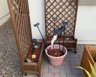 Two Wooden Planter Boxes And More