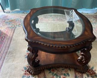 Wood Coffee Table With Glass Top