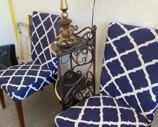 Two Wing Chairs, Corner Table And Lamp