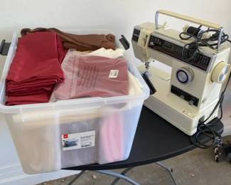 Singer Portable Sewing Machine And Material