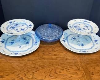 To Victoria Blue Serving Plates And Glass Candy Bowl