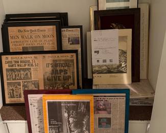 Downstairs Blue Room 
Framed Royalty articles
Vintage Framed WWII articles
