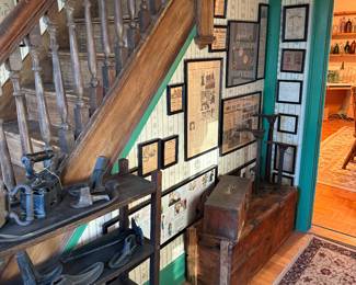 Hallway 
Local ephemera framed 
Tool chests
