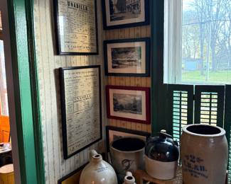 Hallway
Framed Unadilla ephemera 
Stoneware