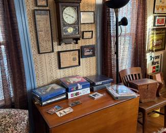 Front Room
Drop leaf table 
Local Postcards-Earlville, Hamilton, Sherburne, Smyrna, Eaton, Morrisville, Poolville 