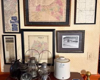 Front Room 
RR lanterns
Vintage Sydney map & Otsego Co