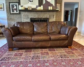 Two full-size leather couches, Brown leather couches