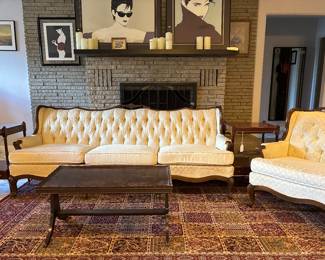 Sofa chair and tables and coffee table sold a set or individual pieces