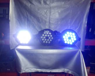Lot of 3 Moving Stagelights Quad Head LED, Delight Magic Ball Derby, Betopper lm30a