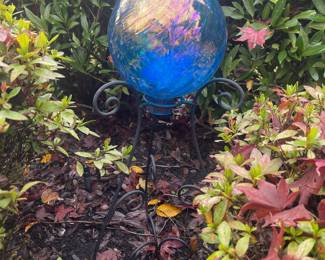 Blue Iridescent Garden Gazing Ball with Stand