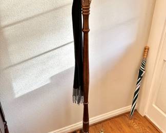 Wooden Hall Tree with Brass Goose Hooks